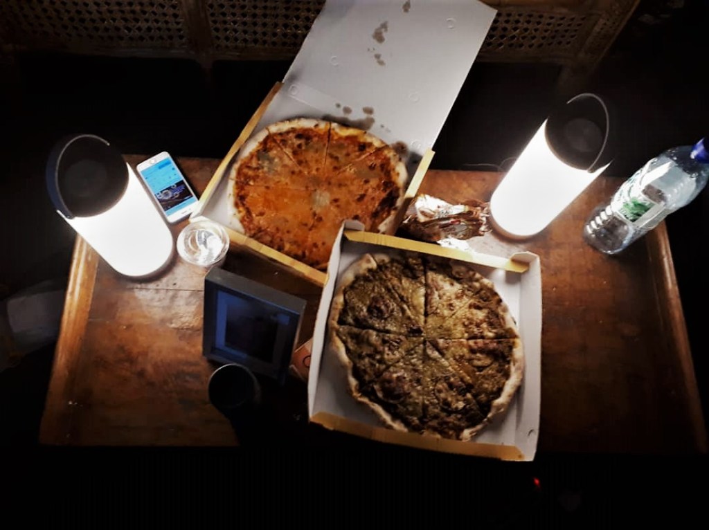Pizza and lamps
